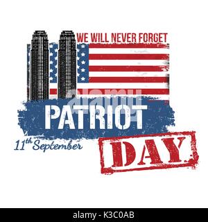 Patriot day poster o scheda su sfondo bianco, illustrazione vettoriale Illustrazione Vettoriale