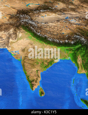 Mappa di India. Dettagliata vista satellitare della terra e dei suoi landforms. Gli elementi di questa immagine fornita dalla NASA Foto Stock