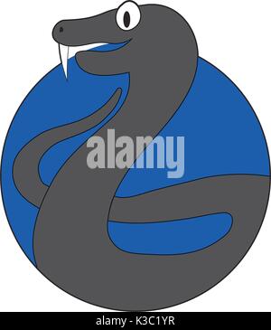 Viper cartoon icona app piana. Vector snake cobra, illustrazione di viper snake Illustrazione Vettoriale