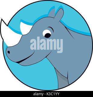 Icona di rinoceronte piatta. Sticker rhino isolato, avatar ui, illustrazione vettoriale Illustrazione Vettoriale
