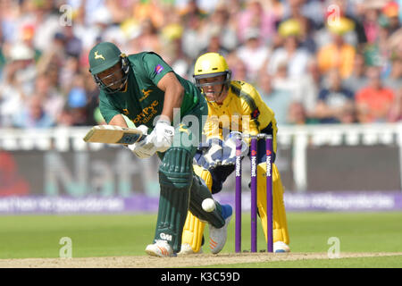 Nottinghamshire's Samit Patel pipistrelli durante la NatWest T20 Blast Finals giorno a Edgbaston, Birmingham. Foto Stock