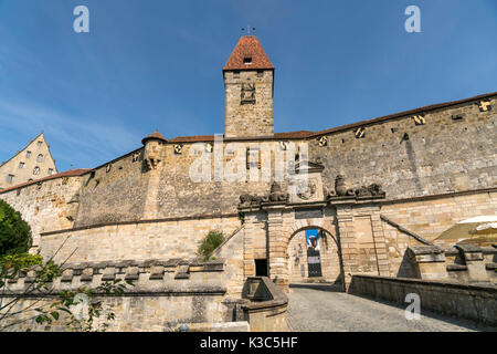 Eingang mit Bulgarenturm, Burg Veste Coburg in Coburg, Oberfranken, Bayern, Deutschland | Ingresso alla Veste Coburg, o fortezza di Coburg, Coburg, upp Foto Stock