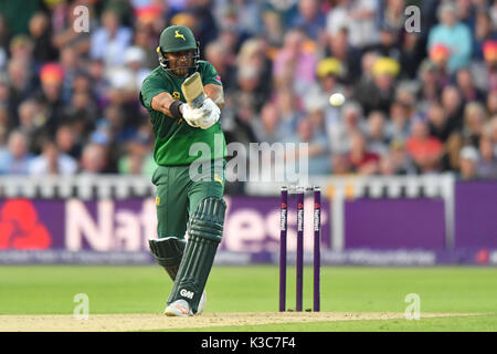 Nottinghamshire's Samit Patel pipistrelli durante la NatWest T20 Blast Finals giorno a Edgbaston, Birmingham. Foto Stock