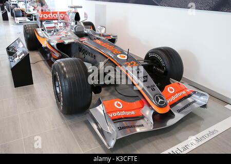 McLaren Mercedes MP4/22 (2007), Mercedes-Benz World, Brooklands, Weybridge, Surrey, Inghilterra, Gran Bretagna, Regno Unito, Regno Unito, Europa Foto Stock