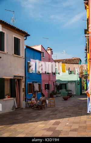 Il merletto sull isola di Burano , Venezia, Italia Foto Stock
