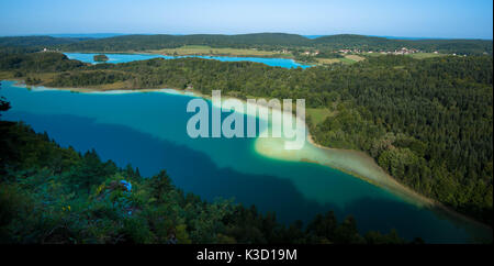 Lakeview ai laghi di Illay e Narlay francesi nella regione del Giura Foto Stock