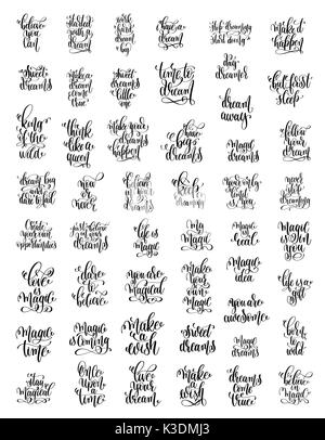 Set di 50 lettere manoscritte positivo magic dreams preventivi Illustrazione Vettoriale
