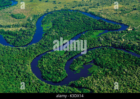 Il Brasile, Pantanal, riprese aeree, fiume paesaggio intorno al Rio Claro, Foto Stock