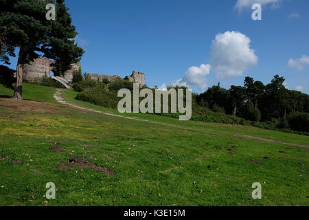 Castello di Beeston, Forte, fortificazione, medievale, Rocky Crag, Guerra civile, Educazione, affioramento, Medioevo, Parkland, Storia, Cheshire, Inghilterra. Foto Stock