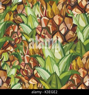 Texture di ananas. Modello senza cuciture con Ananas tropicale. Elemento per la progettazione di inviti, poster, tessuti e altri oggetti. EPS vettoriali 10 Illustrazione Vettoriale