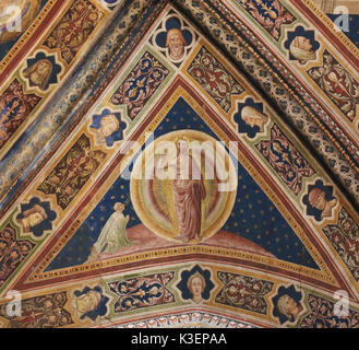 Affresco di Gesù Cristo ha creato nel 1450 dall'artista rinascimentale Vecchietta in Siena il Battistero di San Giovanni presso la cattedrale di Siena, Toscana Foto Stock