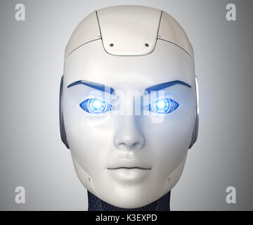 Robot testa del close up,3D illustrazione Foto Stock