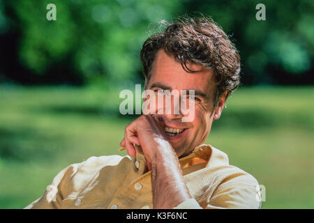 Ritratto di laughing man nel medioevo Foto Stock