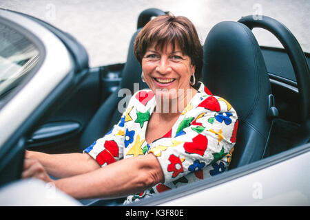 La donna nel medioevo alla cabriolet Foto Stock