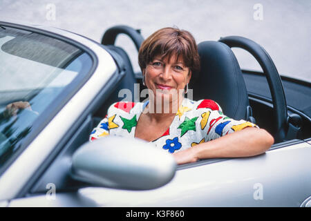 La donna nel medioevo alla cabriolet Foto Stock