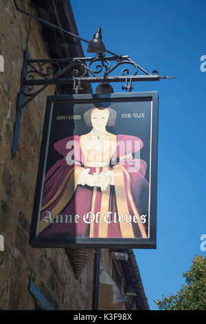 Segno al di fuori della casa di Anna del ristorante si scinde in Melton Mowbray LEICESTERSHIRE REGNO UNITO Foto Stock