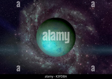 Il sistema solare - Urano. È il settimo pianeta dal sole e il terzo più grande del Sistema Solare. Si tratta di un pianeta gigante. Urano ha 27 noto sate Foto Stock