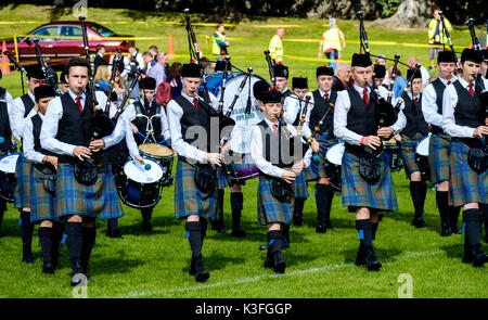 Peebles, Scozia UK 2 settembre 2017. Peebles Highland Games, il più grande "highland' giochi in confini scozzesi ha avuto luogo a Peebles su ECCETTO PONTI Foto Stock