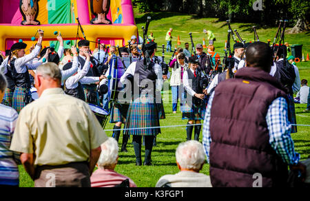 Peebles, Scozia UK 2 settembre 2017. Peebles Highland Games, il più grande "highland' giochi in confini scozzesi ha avuto luogo a Peebles su ECCETTO PONTI Foto Stock