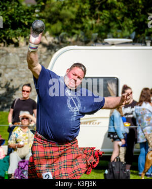 Peebles, Scozia UK 2 settembre 2017. Peebles Highland Games, il più grande "highland' giochi in confini scozzesi ha avuto luogo a Peebles su ECCETTO PONTI Foto Stock