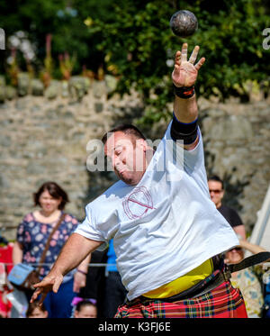 Peebles, Scozia UK 2 settembre 2017. Peebles Highland Games, il più grande "highland' giochi in confini scozzesi ha avuto luogo a Peebles su ECCETTO PONTI Foto Stock