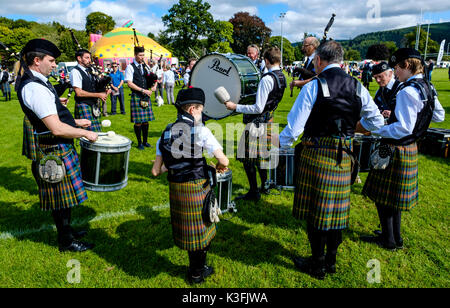 Peebles, Scozia UK 2 settembre 2017. Peebles Highland Games, il più grande "highland' giochi in confini scozzesi ha avuto luogo a Peebles su ECCETTO PONTI Foto Stock