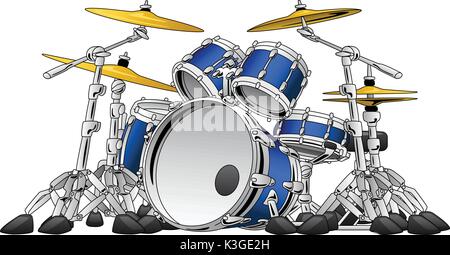 5 Pezzo drum set strumento musicale illustrazione Illustrazione Vettoriale