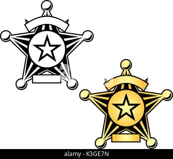 Sheriff police badge star illustrazione Illustrazione Vettoriale