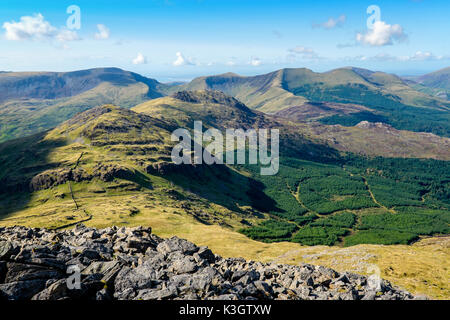 La Cresta Nantle, Snowdonia visto da Moel Hebog a sud. Snowdonia, Galles del Nord, Regno Unito Foto Stock