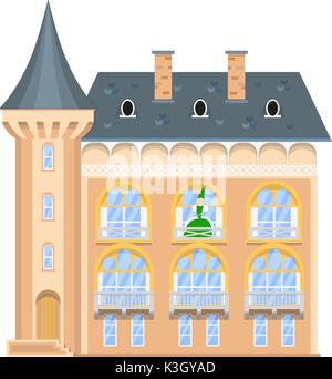 La principessa sul balcone di un castello medievale. Illustrazione Vettoriale