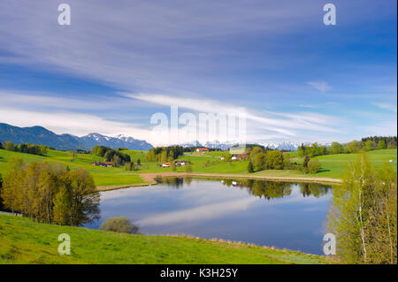 Panorama scenario in Baviera vicino mare Biberschwöller Steingaden in prossimità della regione di Allgäu Foto Stock