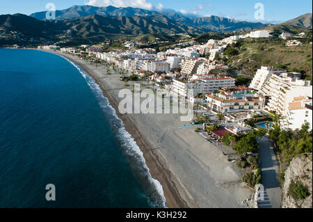 La Herradura, Costa Tropicale e del Mare Mediterraneo, Andalusia, spiaggia, fotografia aerea, provincia di Granada, Spagna Foto Stock