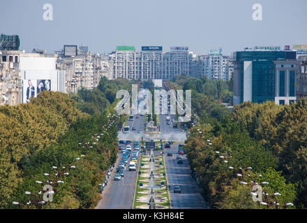 La Romania, Bucarest City, Unirii Boulevard, il Palazzo del Parlamento, Foto Stock