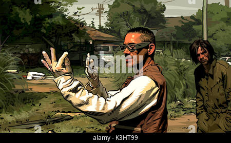 Nella foto: Robert Downey Jr. (Centro) stelle in Richard Linklater's ?A Scanner Darkly,? Distribuito da Warner Bros Le foto. A Scanner Darkly [US 2006] Robert Downey Jr. Data: 2006 Foto Stock