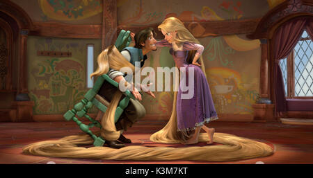 TANGLED aka RAPUNZEL ZACHARY LEVI voci Flynn Rider, Mandy Moore voci Rapunzel aggrovigliato data: 2010 Foto Stock
