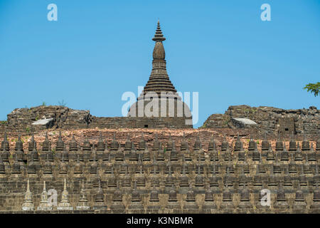 Mrauk-U, Stato di Rakhine, Myanmar. Dettagli della pagoda Koe-Thaung. Foto Stock