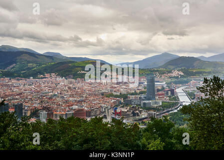 Bilbao vista da Artxanda, Bilbao, Biscaglia, Paese Basco, Euskadi, Spagna, Europa Foto Stock