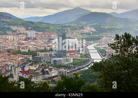 Bilbao vista da Artxanda, Bilbao, Biscaglia, Paese Basco, Euskadi, Spagna, Europa Foto Stock
