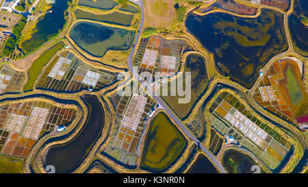 Una veduta aerea sul famoso Guerande saline Foto Stock