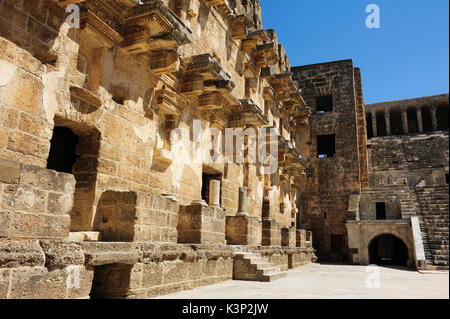 Antico Teatro romano di Aspendos, Antalya, Turchia Foto Stock