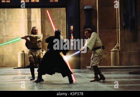 STAR WARS: Episodio I - La minaccia fantasma [US 1999] [L-R] LIAM NEESON come qui-gon Jinn, RAY PARK come Darth Maul, EWAN MCGREGOR come Kenobi data: 1999 Foto Stock