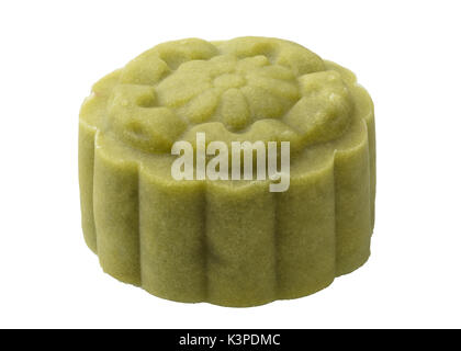 Mooncake handmad isolati su sfondo bianco in tutta la profondità di campo con il percorso di clipping. Foto Stock