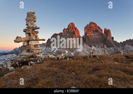 Tre Cime di Lavaredo/Drei Zinnen, Dolomiti, Auronzo, Belluno, Italia. Foto Stock