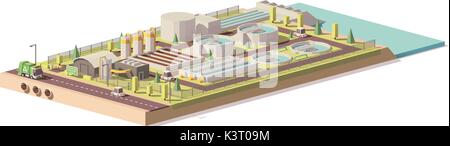 Vettore low poly impianto di trattamento delle acque reflue Illustrazione Vettoriale
