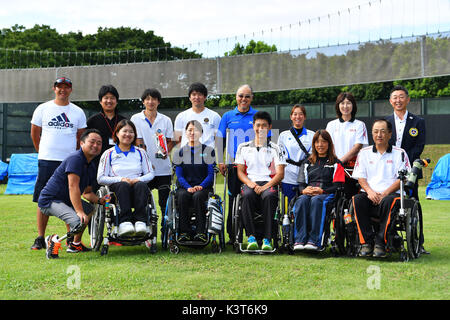 Tokyo, Giappone. Credito: MATSUO. 3 Sep, 2017. Giappone team gruppo tiro con l'Arco : 2017 Giappone Para campionati di tiro con l'arco al parco Koganei a Tokyo in Giappone. Credito: MATSUO .K AFLO/sport/Alamy Live News Foto Stock