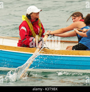 Newquay, Cornwall, Regno Unito. 03Sep, 2017. Heritage Gig canottaggio onorevoli campionati, Newquay, Cornwall, Regno Unito. Credito: Robert Taylor/Alamy Live News Foto Stock