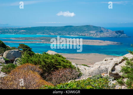 Dal Castellaccio, l'isola dell'Asinara, Porto Torres, provincia di Sassari, Sardegna, Italia, Europa. Foto Stock