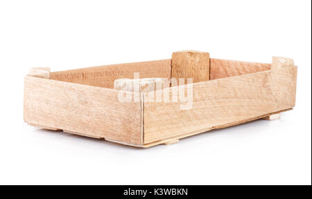 Casse di legno isolato su bianco Foto Stock
