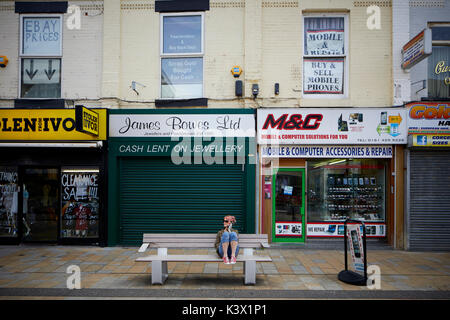 Landmark Stockport Centro Città Cheshire in gtr manchester St Princess Street tradizionali negozi indipendenti Foto Stock