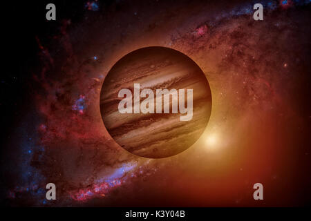 Sistema solare - Giove. È il quinto pianeta dal sole e il più grande del Sistema Solare. Il suo un pianeta gigante con una massa di un millesimo che di Foto Stock